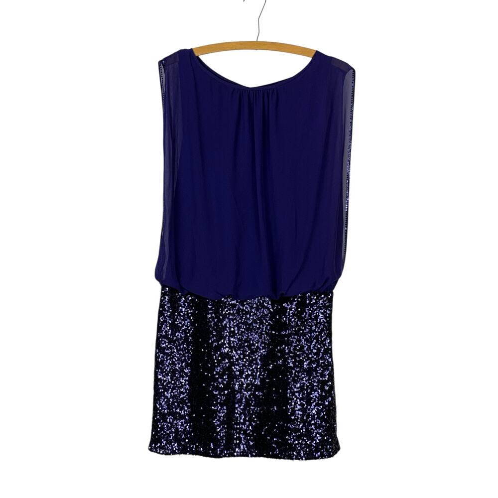 Aidan Mattox Blue Sequin Blouson Cocktail Dress Size 8 Evening Fromal Wedding